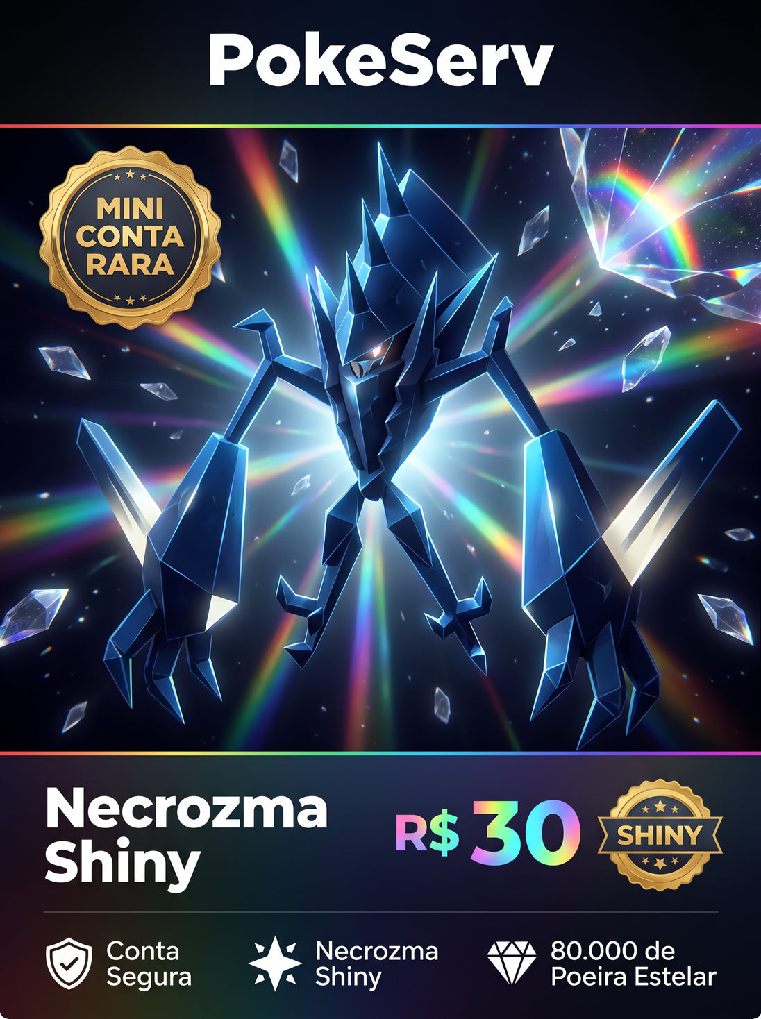 Mini Conta Rara Necrozma Shiny PokeServ