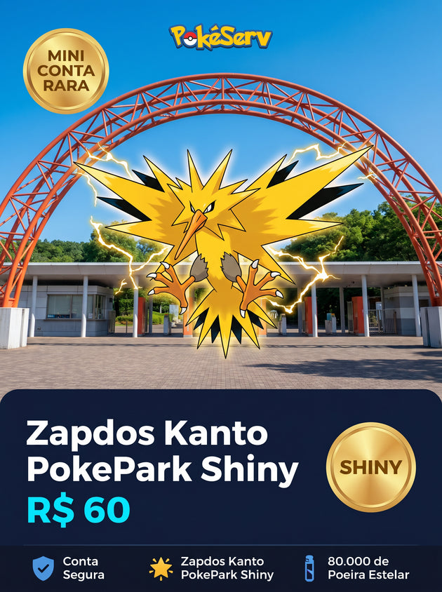 Mini Conta Rara Zapdos Kanto PokePark Shiny PokeServ