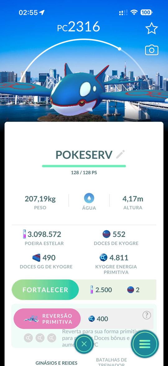 Kyogre Fundo Tokyo GoFest - Screenshot do jogo CP2316