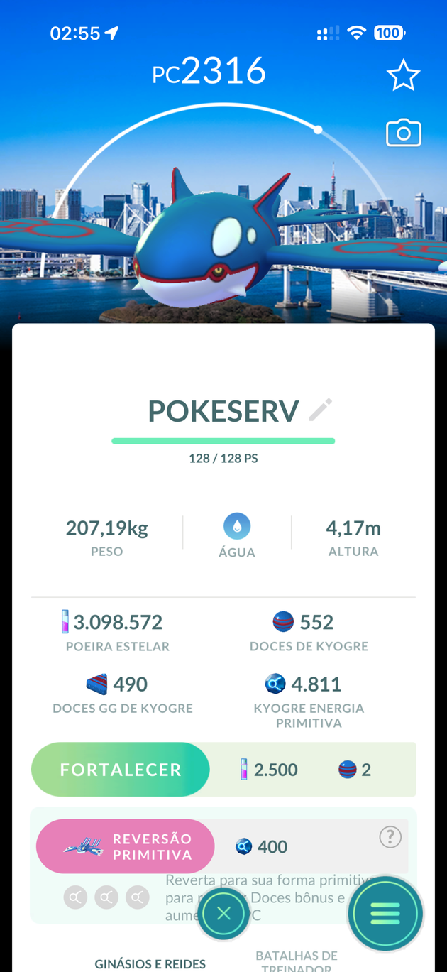 Kyogre Fundo Tokyo GoFest - Screenshot do jogo CP2316