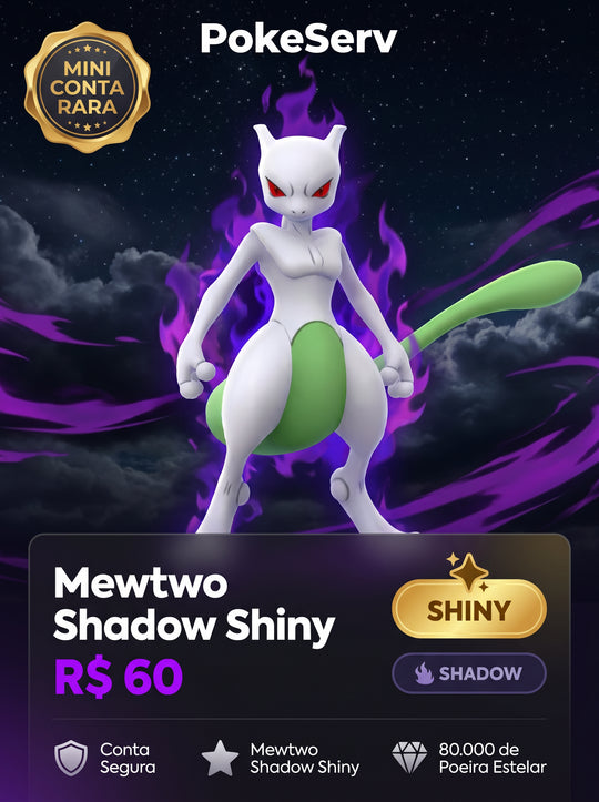 Mini Conta Rara Mewtwo Shadow Shiny PokeServ