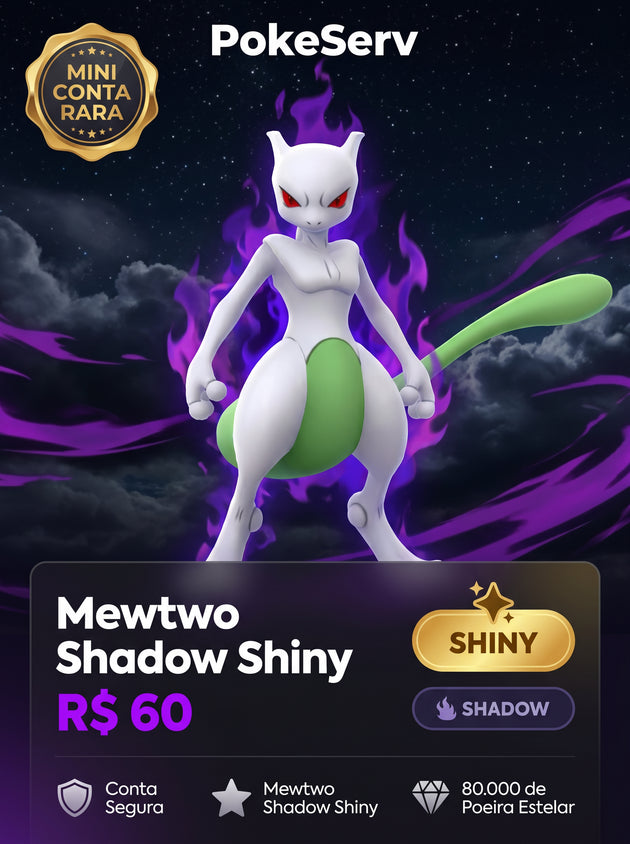Mini Conta Rara Mewtwo Shadow Shiny PokeServ