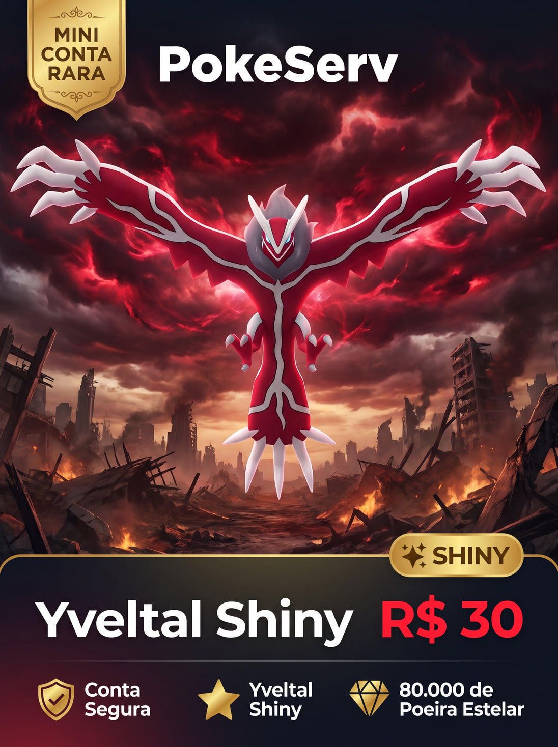 Mini Conta Rara Yveltal Shiny PokeServ