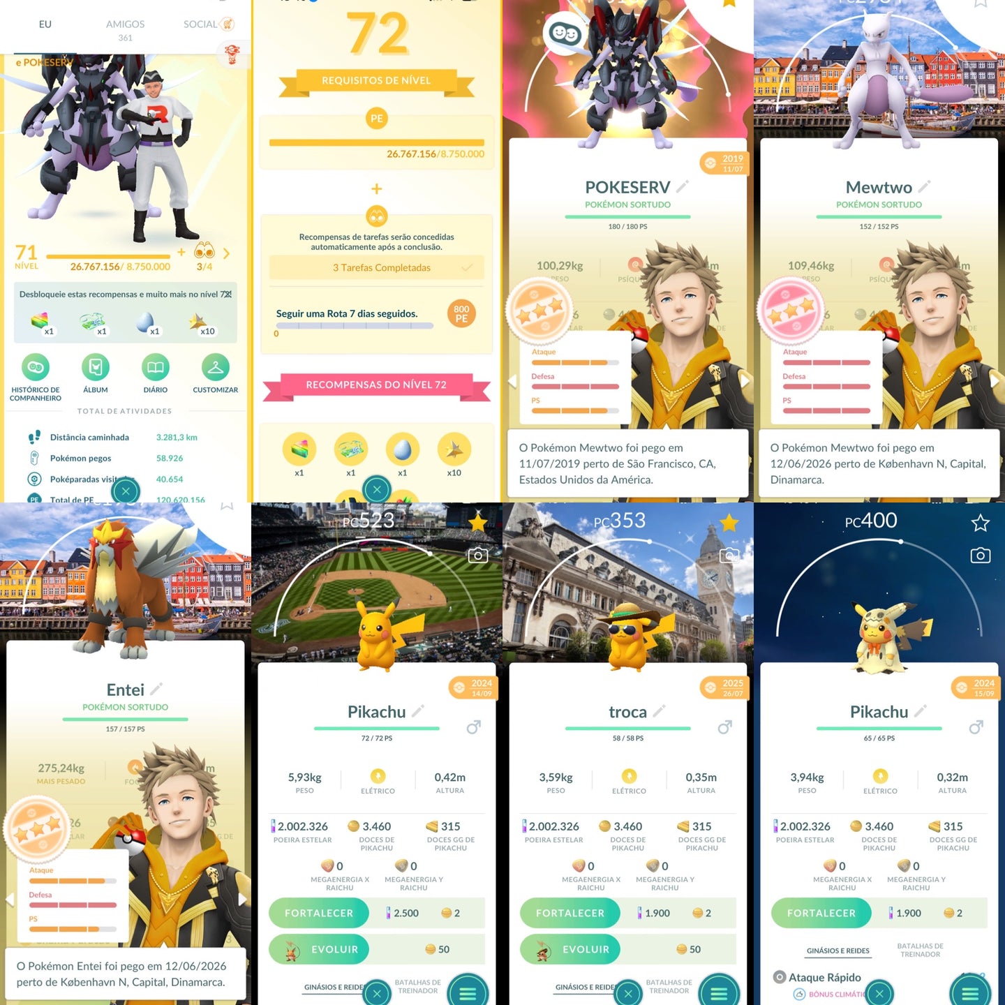 Conta Pokémon GO Nível 71 - Mega Dragonite Shiny 100% + Mega Absol Shiny 100% + Mewtwo Armadura
