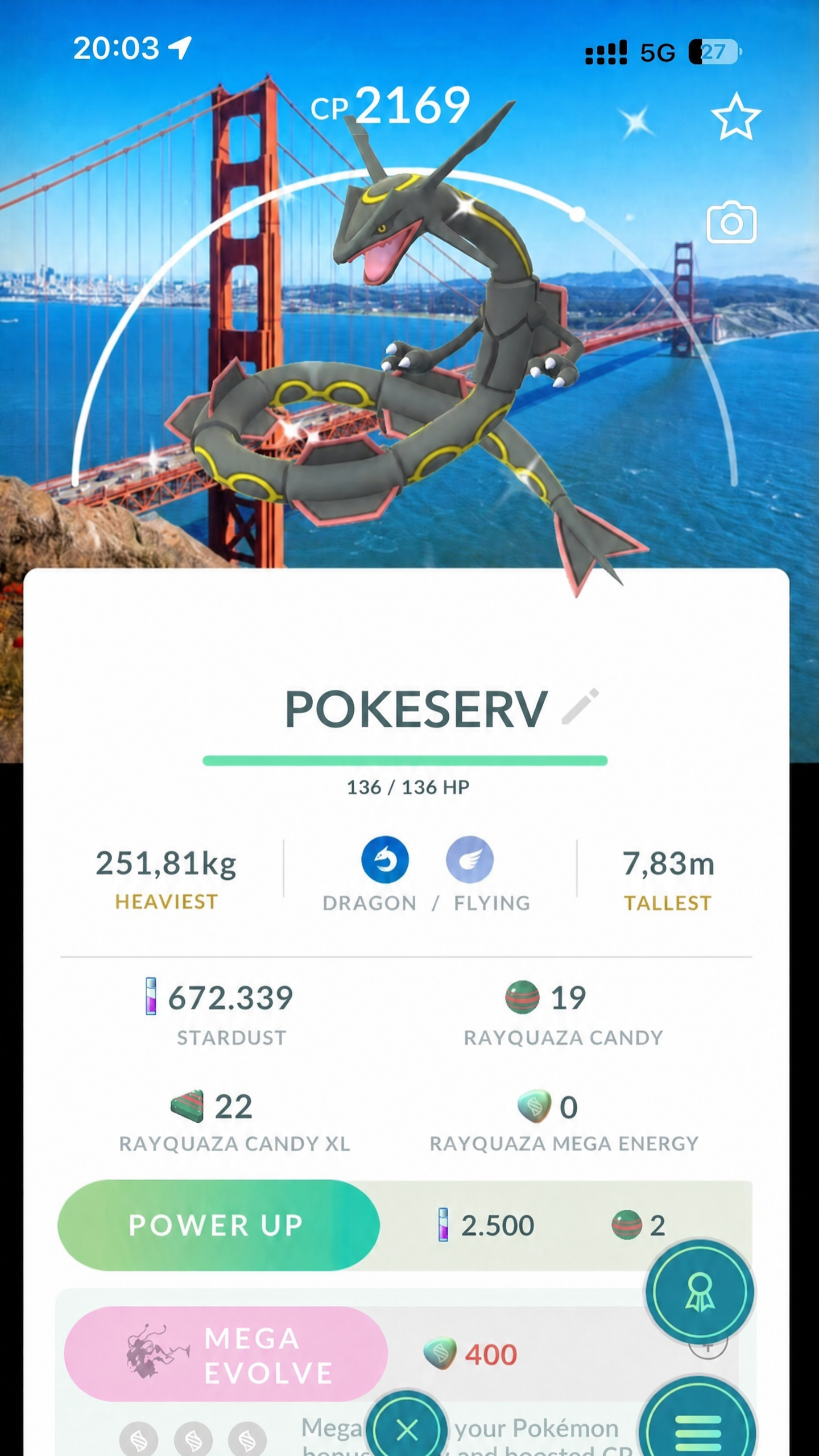 Rayquaza Shiny com Fundo de Localidade São Francisco