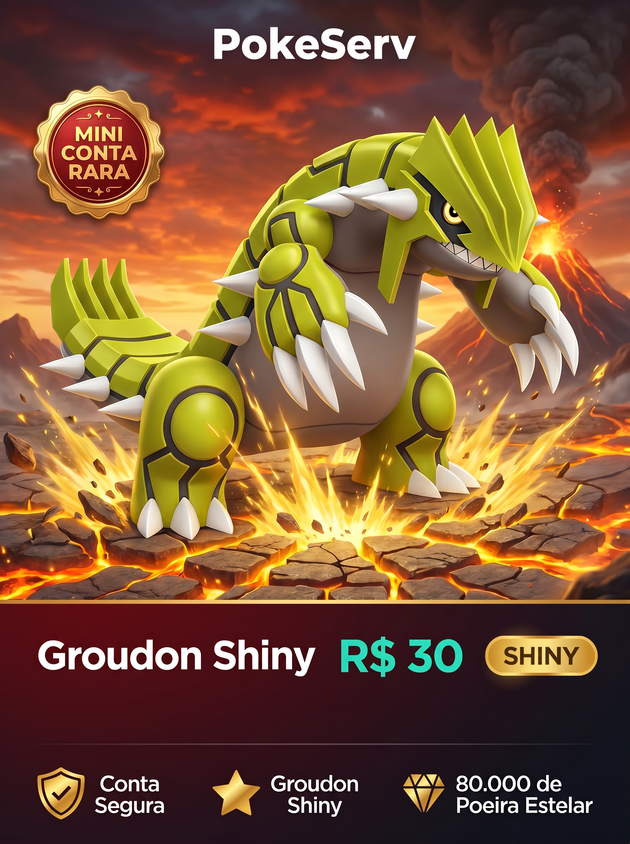 Mini Conta Rara Groudon Shiny PokeServ