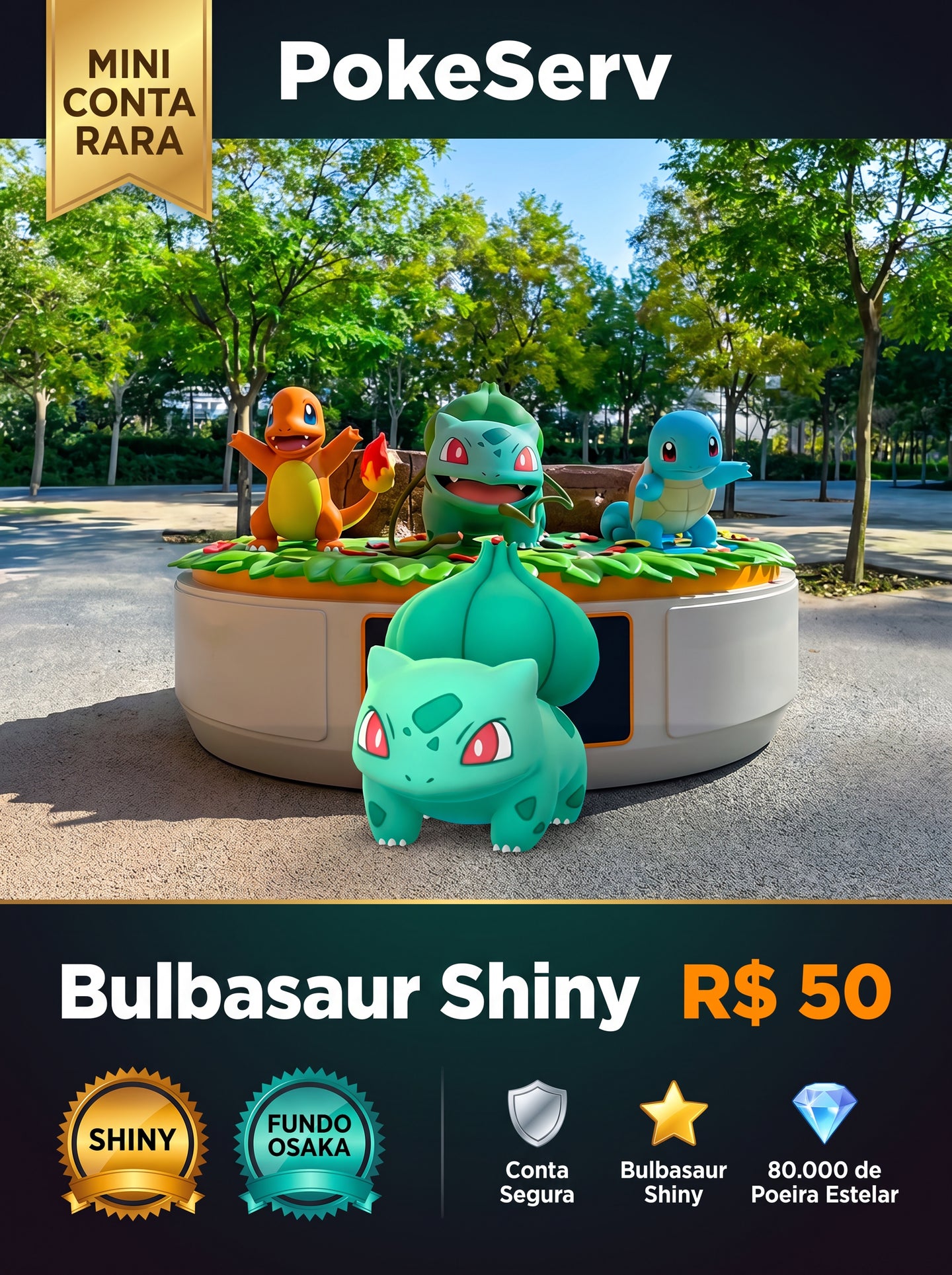 Mini Conta Rara Bulbasaur Osaka Japan Shiny PokeServ