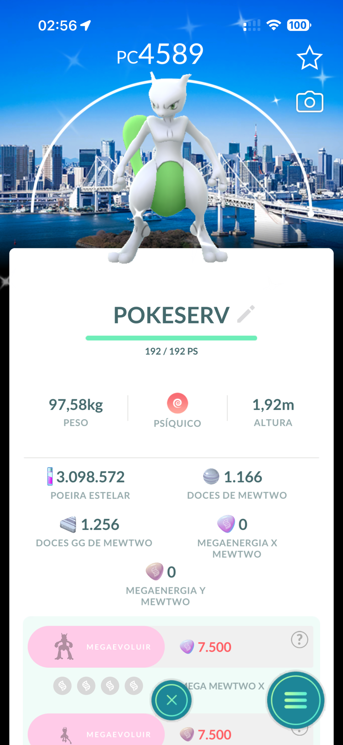 Mewtwo Shiny Fundo Tokyo GoFest - Screenshot do jogo