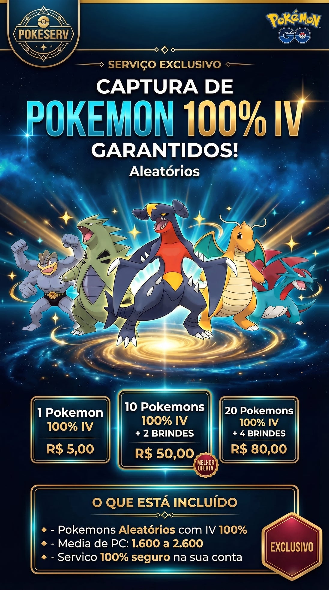 Serviço de Captura de Pokémon 100% IV PokeServ