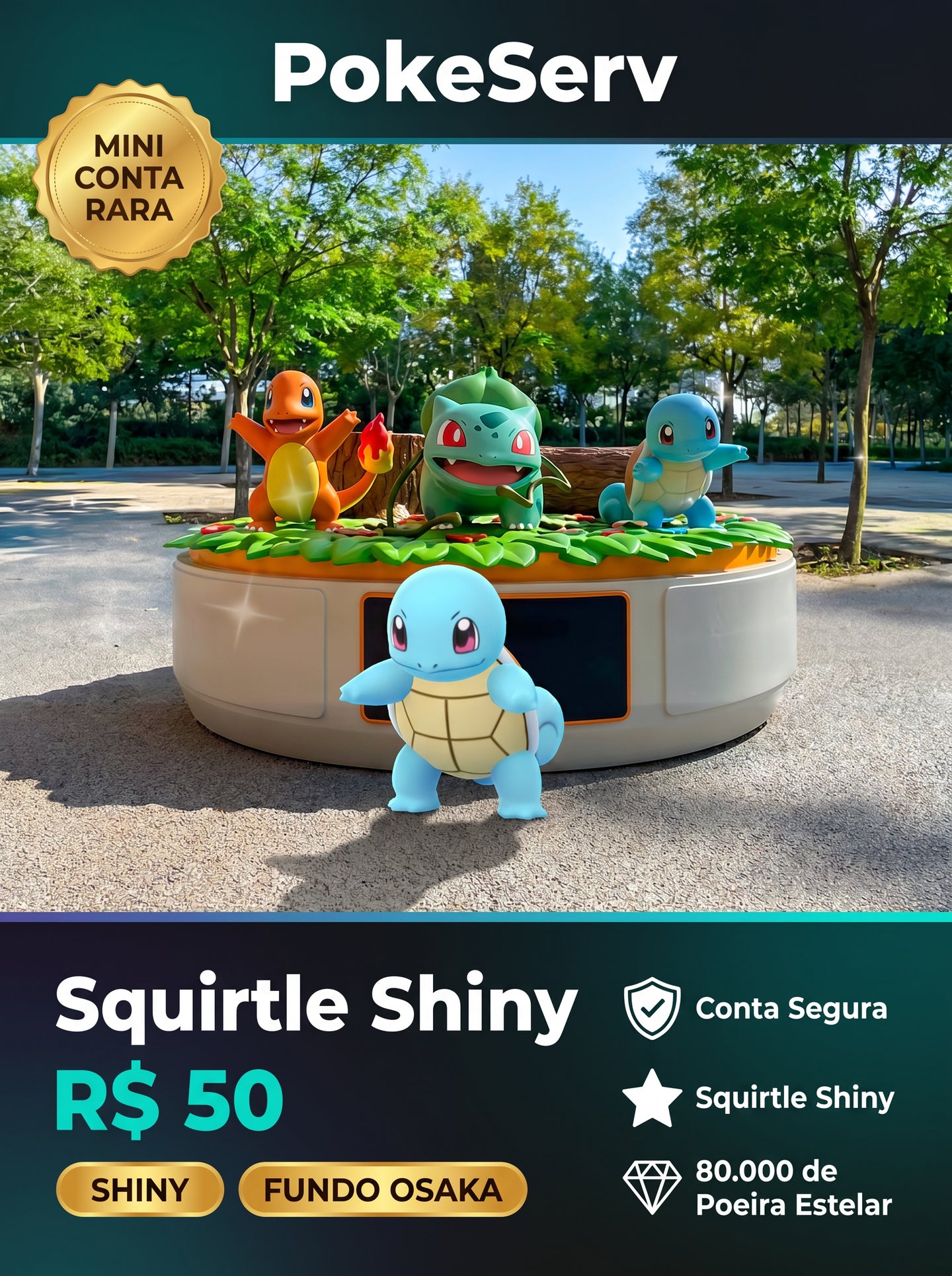 Mini Conta Rara Squirtle Osaka Japan Shiny PokeServ