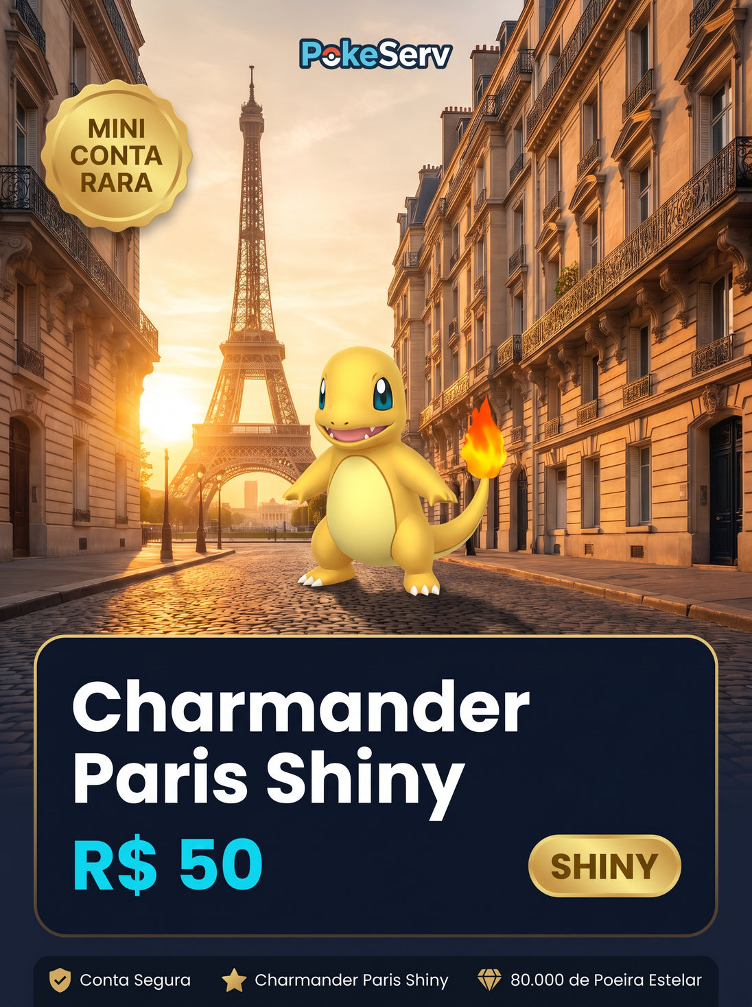 Mini Conta Rara Charmander Paris Shiny PokeServ