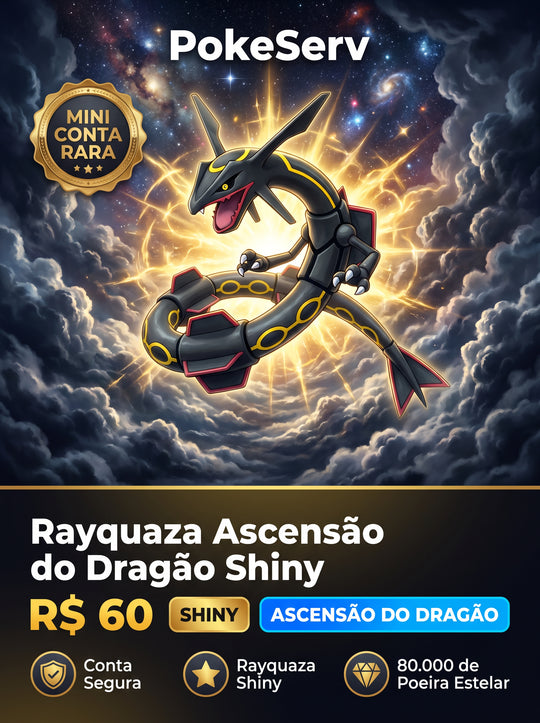 Mini Conta Rara Rayquaza Ascensão do Dragão Shiny PokeServ