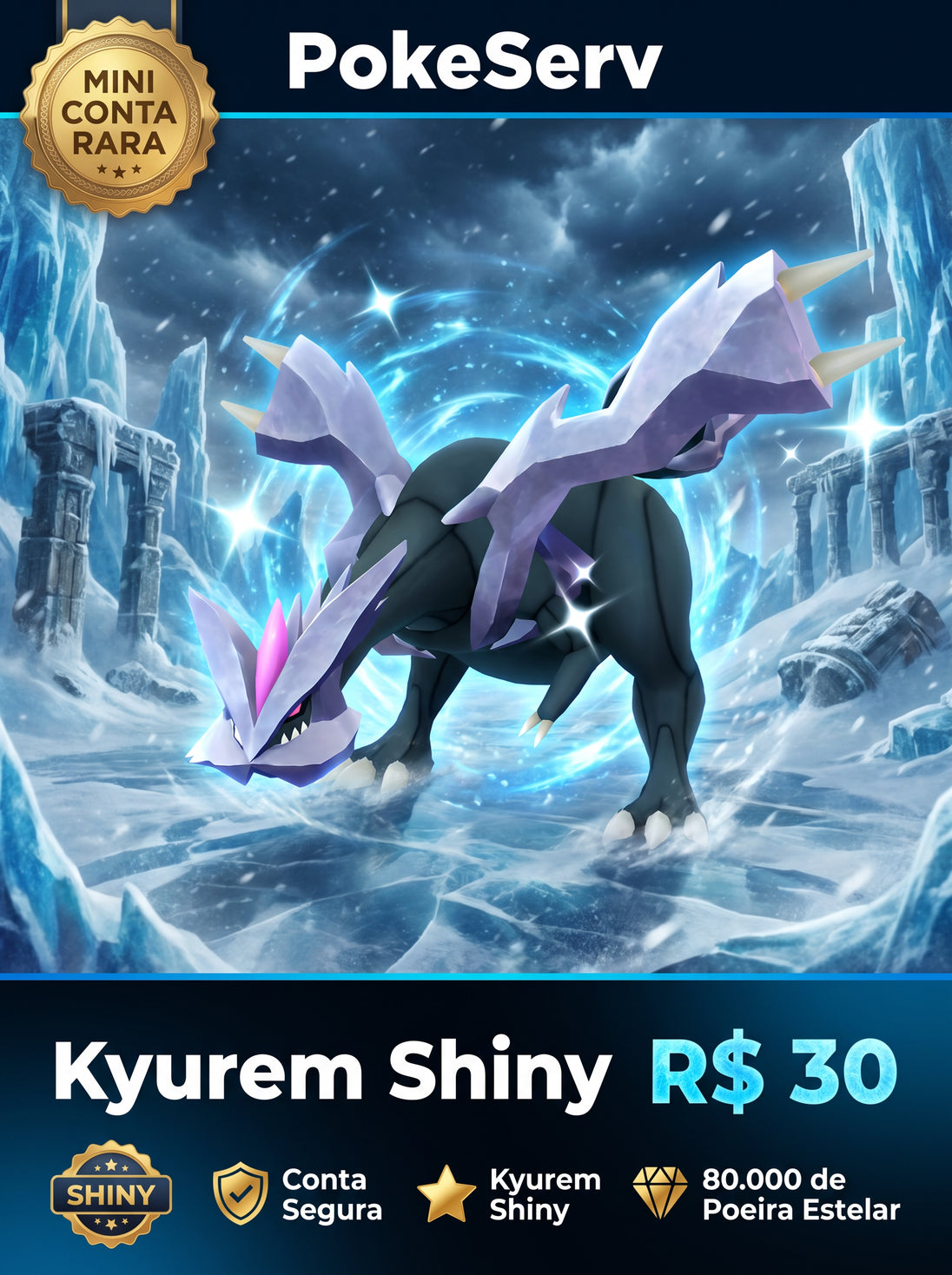 Mini Conta Rara Kyurem Shiny PokeServ