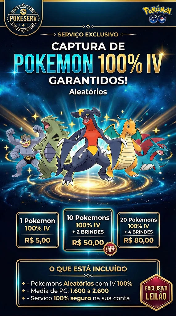 Serviço de Captura de Pokémon 100% IV | Pokeserv