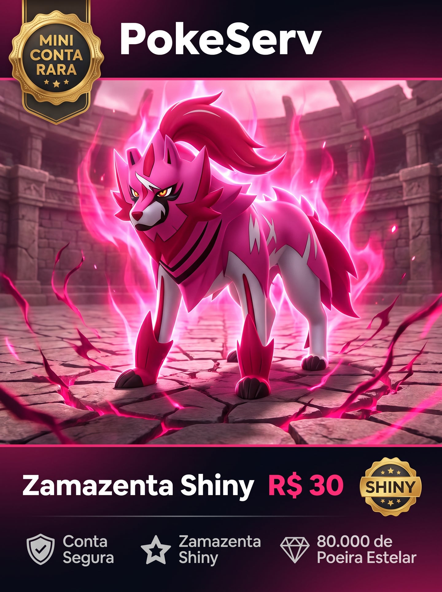 Mini Conta Rara Zamazenta Shiny PokeServ