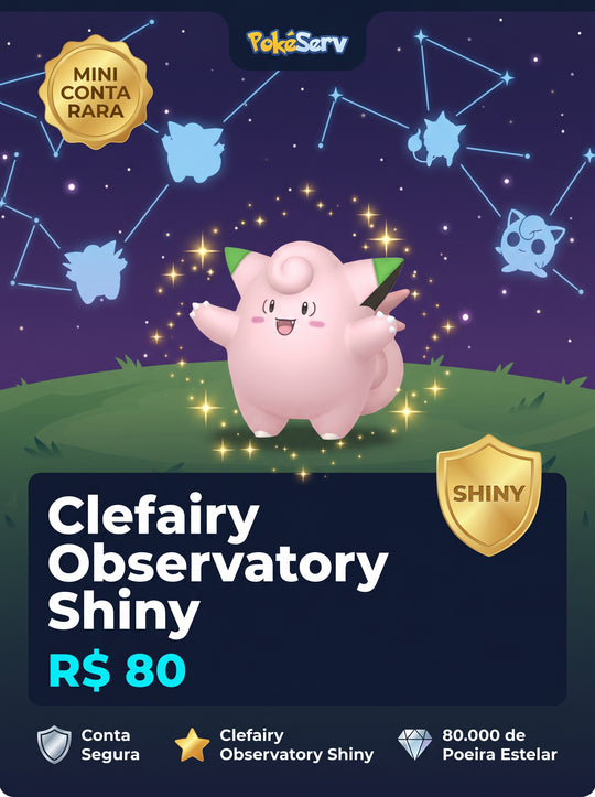 Mini Conta Rara Clefairy Observatório Shiny PokeServ