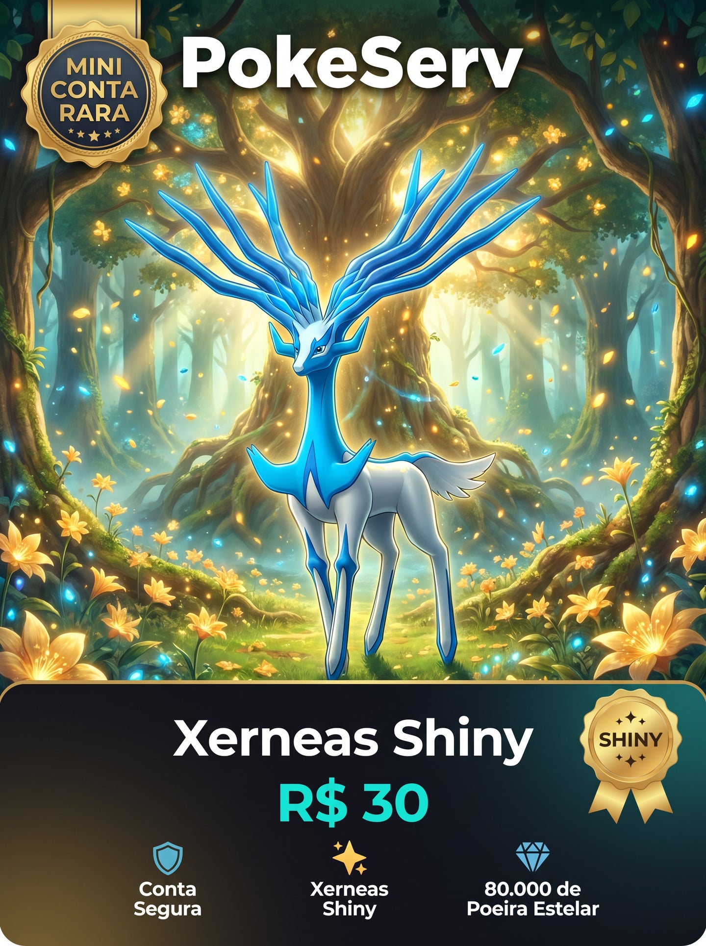 Mini Conta Rara Xerneas Shiny PokeServ
