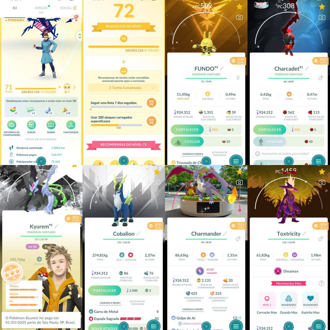 Conta Pokémon GO nível 71 — perfil e raridades