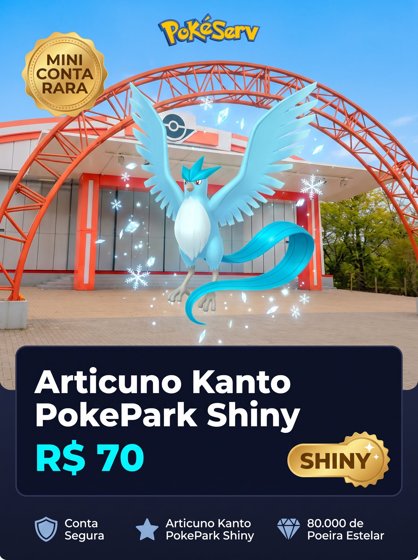 Mini Conta Rara Articuno Kanto PokePark Shiny PokeServ